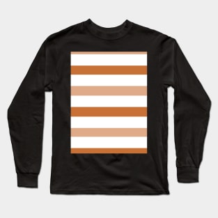 Dark light brown white stripes lines pattern Long Sleeve T-Shirt